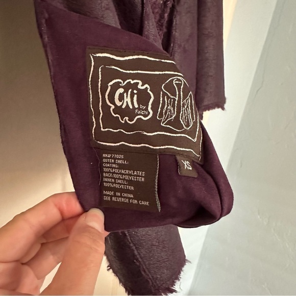 Chi by Falchi Poncho Cape Coat Purple Animal Print Fairy Bell Sleeves Size XS - Picture 8 of 10